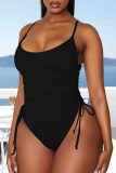 Leopard Print Sexy Solid Leopard Draw String Frenulum Backless Swimwears (With Paddings)