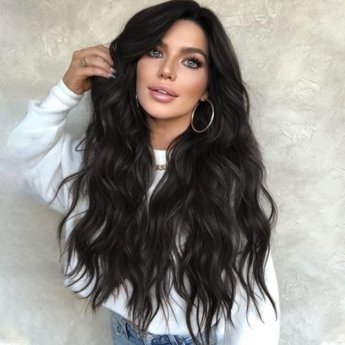 Black Casual Solid Patchwork Wigs