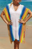 Black Sexy Patchwork Hollowed Out See-through Contrast Swimwears Cover Up