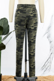 Camouflage Sexy Street Print Camouflage Print Ripped Patchwork Skinny High Waist Pencil Full Print Bottoms