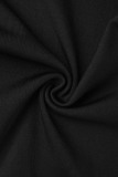 Black Casual Patchwork Hot Drilling Contrast V Neck Sleeveless Dress Dresses
