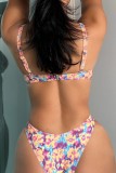 Multicolor Sexy Print Backless Swimwears (With Paddings)