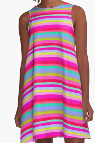 Fluorescent Pink Casual Print Patchwork O Neck A Line Dresses