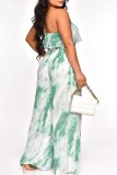 Green Sexy Casual Print Bandage Backless Halter Sleeveless Two Pieces