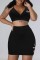 Black Sexy Casual Letter Embroidery Backless V Neck Sleeveless Two Pieces