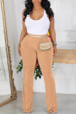 Black Casual Daily Solid Boot Cut High Waist Solid Color Bottoms