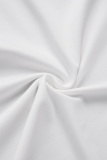 White Casual Print Asymmetrical Half A Turtleneck T-Shirts