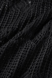 Black Sexy Solid Backless Slit Spaghetti Strap Long Dress Dresses