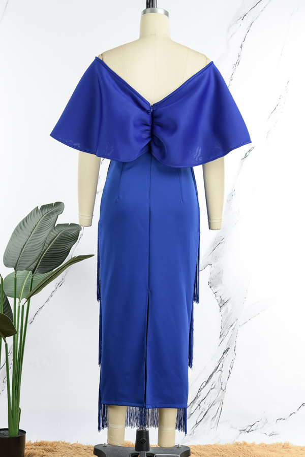 Elegant Formal Solid Tassel Beading O Neck Evening Dress Dresses