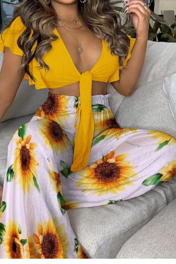 Sexy Solid Frenulum V Neck Short Sleeve Two Pieces(3 Colors)