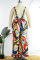 Black Casual Print Basic Loose High Waist Wide Leg Full Print Bottoms