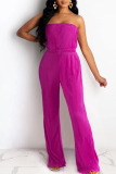 Green Sexy Solid Patchwork Fold Strapless Straight Jumpsuits