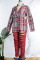 Black Casual Print Hollowed Out Patchwork Turn-back Collar Plus Size Two Pieces