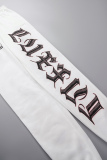 Black Casual Letter Print Basic Regular High Waist Conventional Positioning Print Trousers