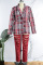 Red Casual Print Hollowed Out Patchwork Turn-back Collar Plus Size Two Pieces