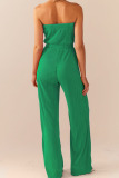 Tangerine Sexy Solid Patchwork Fold Strapless Straight Jumpsuits