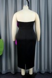 Purple Sexy Formal Patchwork Backless Strapless Evening Dress Dresses