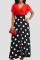 Black Red Casual Print Patchwork V Neck Straight Dresses