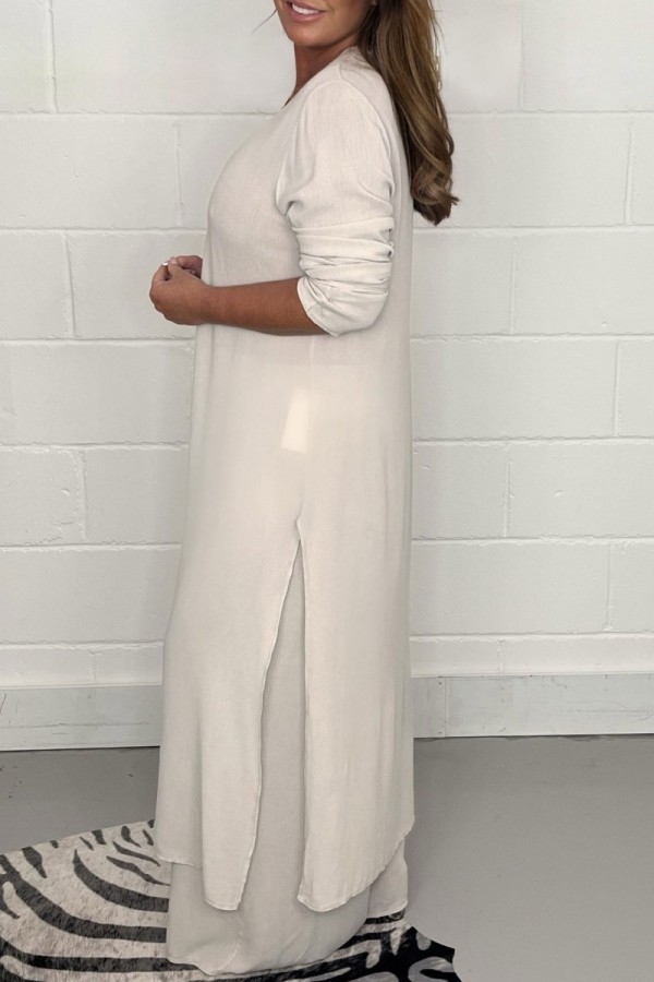 Wholesale Blue Casual Solid Slit V Neck Long Sleeve Two Pieces K77990-4 Online