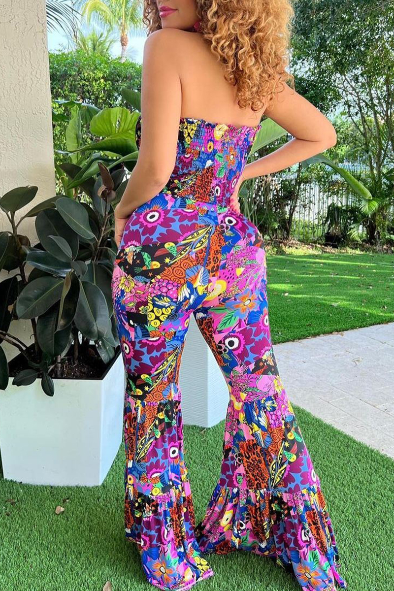 Wholesale Multicolor Sexy Casual Print Backless Strapless Regular Jumpsuits K77518 1 Online 4441