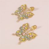 Gold Casual Butterfly Patchwork Rhinestone Earrings