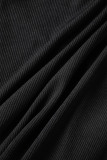 Black Sportswear Solid Patchwork Backless Spaghetti Strap Skinny Jumpsuits