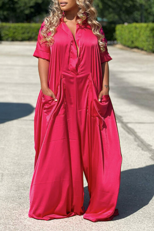 Casual Street Solid Solid Color O Neck Loose Jumpsuits(3 Colors)