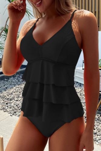 Black Sexy Solid Patchwork Backless Swimwears (With Paddings)