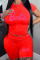Red Casual Letter Print Patchwork O Neck Short Sleeve Two Pieces