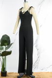 Ink Green Sexy Casual Solid Bandage Backless Spaghetti Strap Regular Jumpsuits