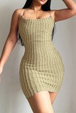 Purple Sexy Casual Solid Backless Spaghetti Strap Sleeveless Dress Dresses