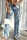 Baby Blue Casual Solid Ripped Patchwork High Waist Regular Denim Jeans
