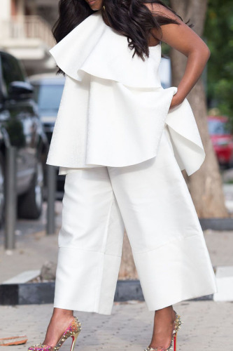 Knotted V-Neck Solid Top & High Waist Loose Pants