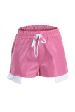 Rose Red Sexy Solid Patchwork Regular High Waist Conventional Solid Color Shorts