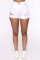 White Casual Solid Ripped High Waist Skinny Denim Shorts