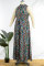 Black Green Casual Print Printing O Neck Regular Jumpsuits