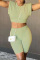 Dark Khaki Casual Solid Basic O Neck Sleeveless Two Pieces