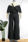 Black Sexy Simplicity Solid Bandage Hollowed Out Solid Color Asymmetrical Collar Skinny Jumpsuits