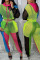 Multicolor Casual Print Hollowed Out Patchwork See-through Hooded Collar Long Sleeve Two Pieces