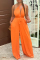 Orange Sexy Casual Simplicity Bandage Solid Color Halter Regular Jumpsuits