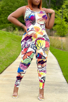 Colour Sexy Casual Simplicity Butterfly Print Printing U Neck Skinny Jumpsuits