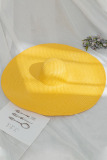 Yellow Fashion Vacation Solid Hat Accessories