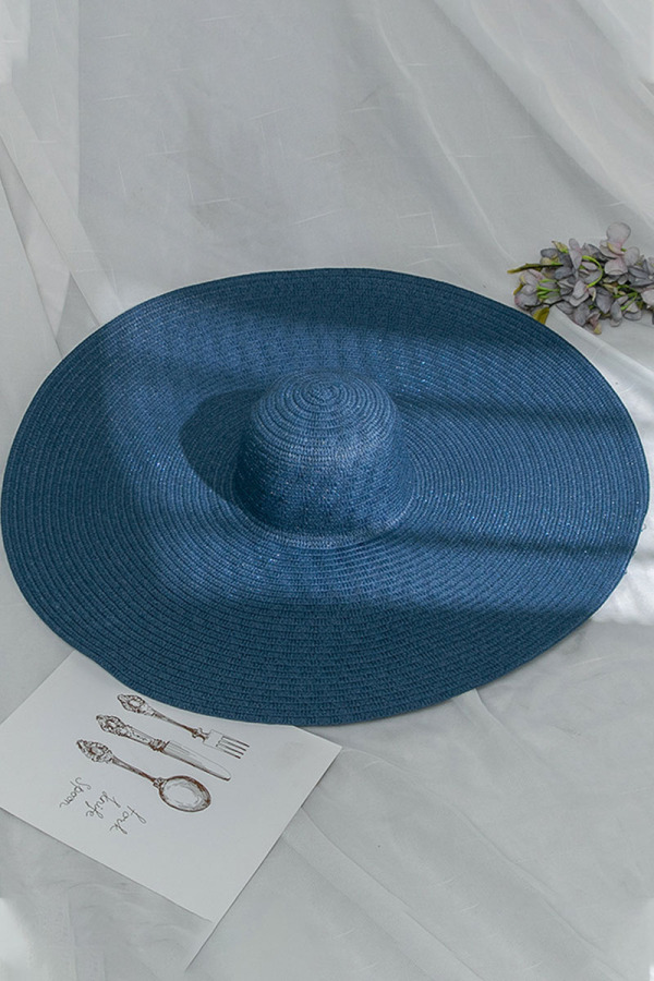 Navy Blue Fashion Vacation Solid Hat Accessories