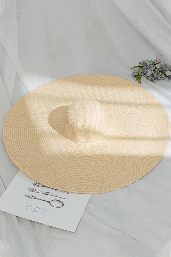 Cream White Fashion Vacation Solid Hat Accessories
