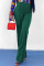 Black Casual Solid Patchwork High Waist Straight Solid Color Bottoms