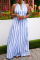 Blue Sexy Casual Simplicity Striped Basic Printing Halter Printed Dress Dresses