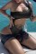 Black Sexy Solid Hollowed Out Backless Swimwears