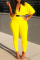 Yellow Casual Daily Elegant Solid Solid Color V Neck Skinny Jumpsuits