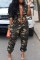 Camouflage Casual Camouflage Print Patchwork Zipper Collar Regular Jumpsuits