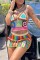 Colour Sexy Patchwork Bandage Backless Halter Sleeveless Two Pieces